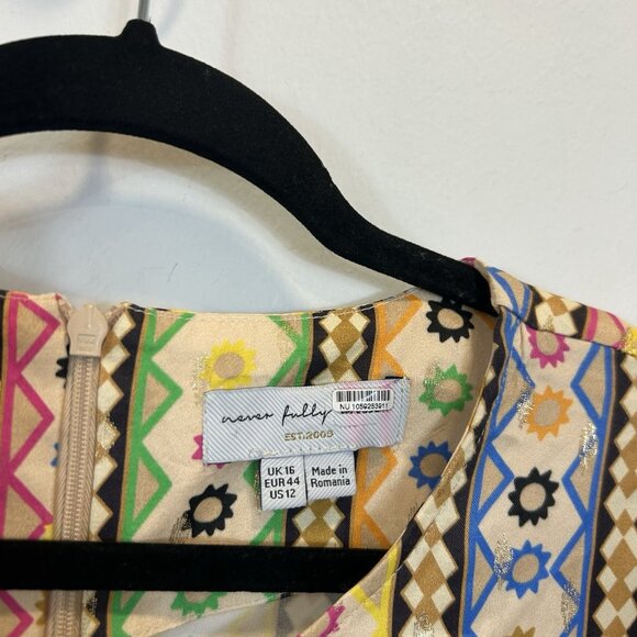 Anthropologie Never Fully Dressed Size 12 Remi Midi Dress Colorful Printed - Picture 6 of 16
